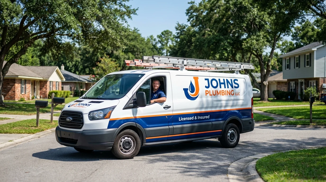 Johns Plumbing LLC service van in Temperance, MI