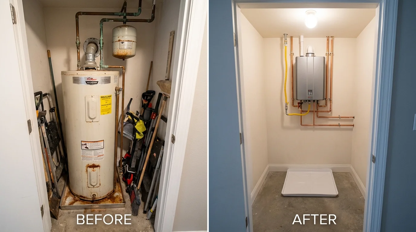 Tank water heater versus wall-mounted tankless unit comparison for Temperance, MI homeowners