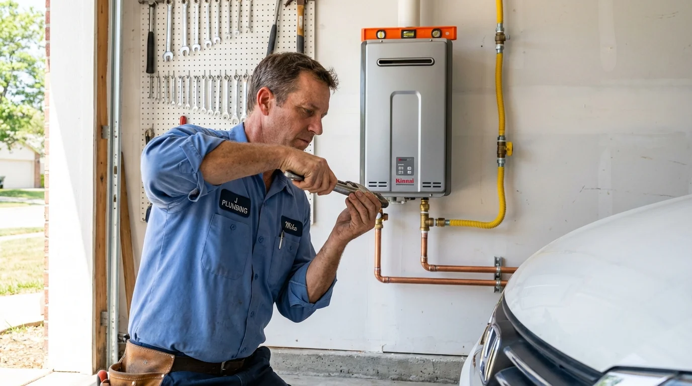 Tankless water heater installation by a Johns Plumbing LLC plumber in Temperance